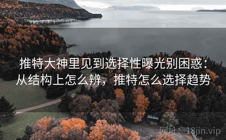 推特大神里见到选择性曝光别困惑：从结构上怎么辨，推特怎么选择趋势